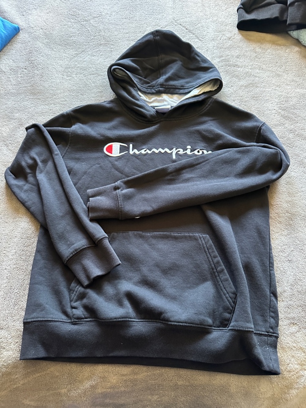 Champion Black Hoodie with Embroidered Logo